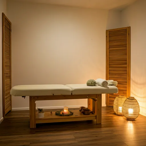 A calming massage therapy room